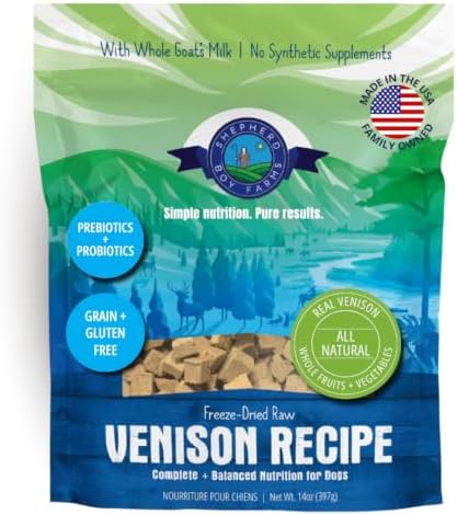 Shepherd Boy Farms Freeze-Dried Dog Food, Venison Recipe, All Natural,14oz