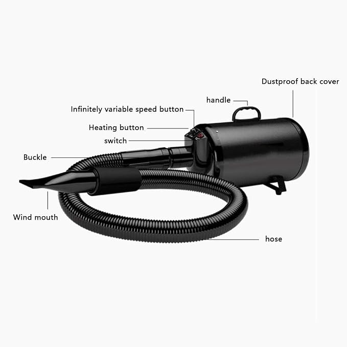 2200W Pet Hair Dryer, A Powerful But Quiet Dog Dryer with Variable Speed Adjustable Wind Speed Temperature Low Noise Pet Supplies