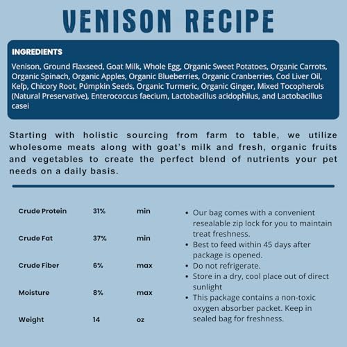 Shepherd Boy Farms Freeze-Dried Dog Food, Venison Recipe, All Natural,14oz