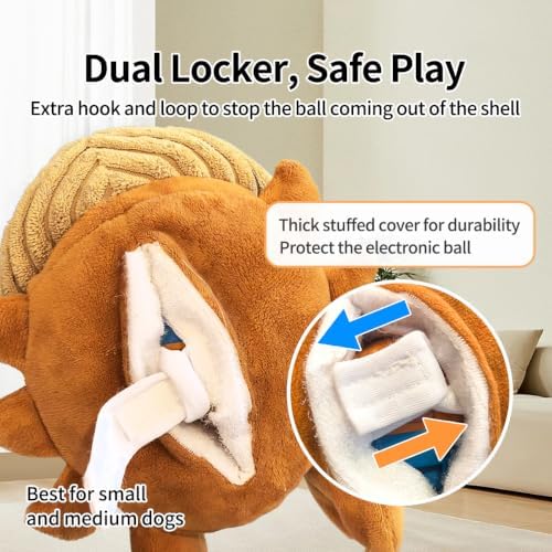 Interactive Dog Toys, Moving Squeaky Plush Dog Toy-Hermit Crab | Touch-activated for Self-play,Bounce+Vibration+Sound,Type-C Rechargable,Gentle/Average Chewer,Washable Cover