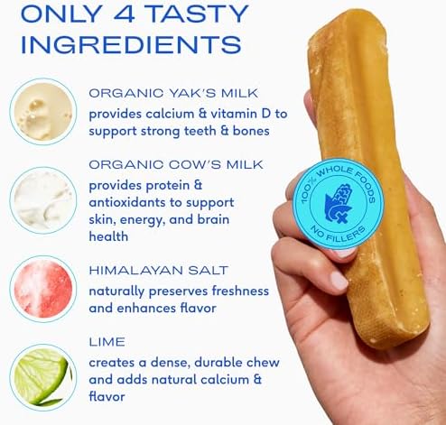 Native Pet Yak Cheese Himalayan Dog Chews - Long Lasting Dental Sticks for Medium Breeds – 100% All Natural Himalayan Yak Chews for Medium Dogs – Cheese Bone for Aggressive Chewers - 3 Per Pack