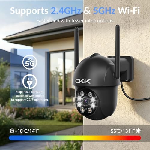 CKK 2K Security Camera Outdoor, 3MP WiFi Wireless Home Security Cameras