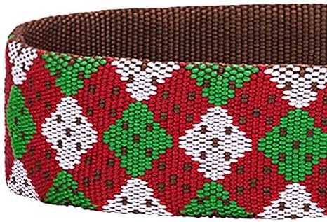 Blueberry Pet 4 Patterns Christmas Party Fair Isle Style Adjustable Dog Collar with Detachable Bow Tie, Small, Neck 12"-16"