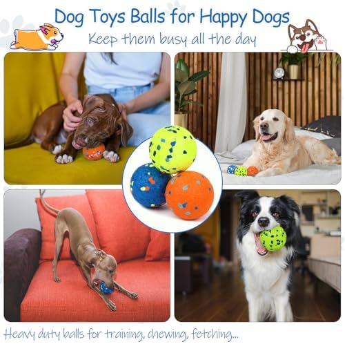 Indestructible Dog Balls for Aggressive Chewers, E-TPU Durable Fetch Balls for Large Medium Dogs, Outdoor Indoor, Pool Play, Puppy Birthday Gifts, (2.5 Inch, Pack of 3)