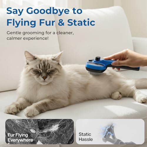 Pecute Self-Cleaning Steam Dog Cat Brush for Heavy Shedding/Long Coats Blue
