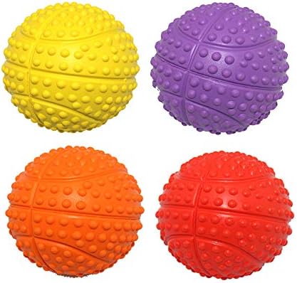Dog Squeaky Toys and Non-Toxic Rubber Play Balls for Interactive Training and Chewing (5.5cm/2.16in Pack of 4)