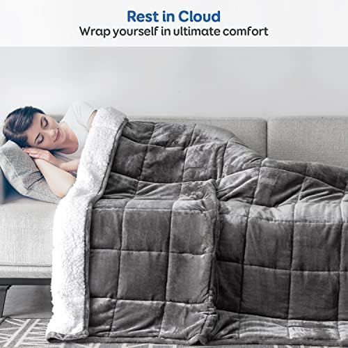 Cottonblue Sherpa Fleece Weighted Blanket for Adults Queen Size 15lbs 60x80