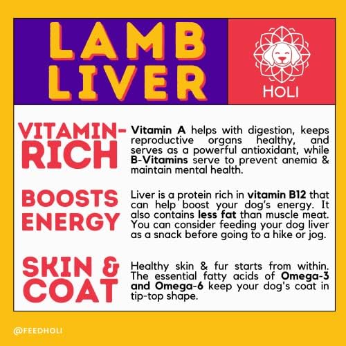 HOLI Freeze Dried Lamb Liver Dog Treats – Single Ingredient Freeze-Dried Dog Treats – Dried Lamb Liver Dog Treats Made in USA – Healthy Liver Treats for Dogs & Diabetic Dog Treat-Friendly - 8oz