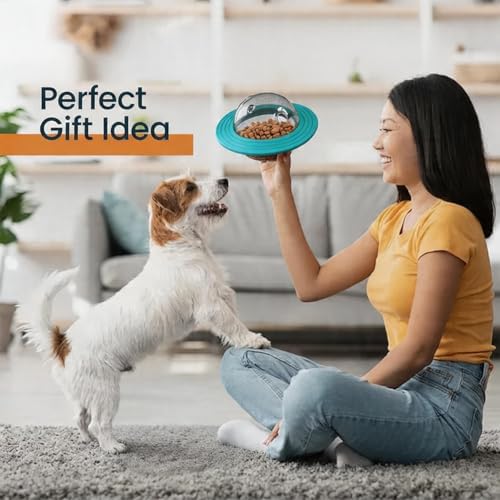 UFO Robot Planet Interactive Dog Toy, Treat Dispensing Puzzle for Large & Small Dogs, Enrichment Brain Stimulation & Slow Feeder to Keep Them Busy(Roly-Poly Toy Yellow)