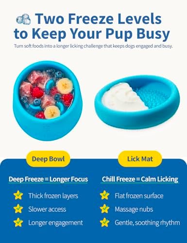 2-in-1 Dog Freezer Bowl & Licking Mat, Frozen Dog Treat Toy | Enrichment and Slow Feeder Toy for Small to Large Dogs, Fill with Treats and Freeze, Food-Grade TPU, Dishwasher Safe
