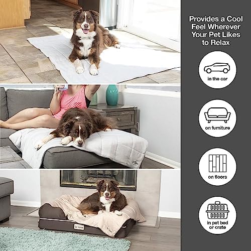PetFusion Premium Cat and Dog Cooling Blanket, Lightweight Pet Blanket | Machine Washable | Multiple Sizes: for Pets Small to Extra-Large | Multiple Colors: Grey and Brown