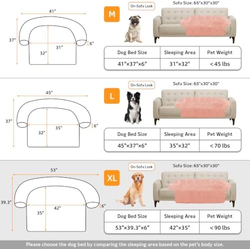 GGIB Calming Dog Bed Fluffy Plush Dog Mat for Furniture Protector with Removable Washable Cover for Large Medium Small Dogs and Cats (Extra Large (53x39.3x6), Pink)