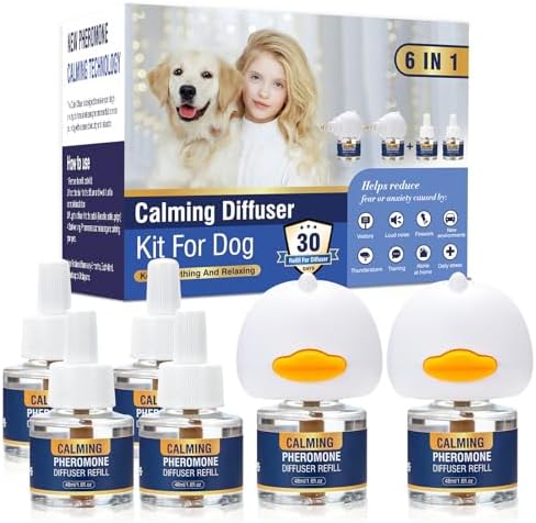 Dog Calming Pheromones Diffuser 6 in 1 Kit Appeasing Pheromone Diffuser to Calm (2, 6 in