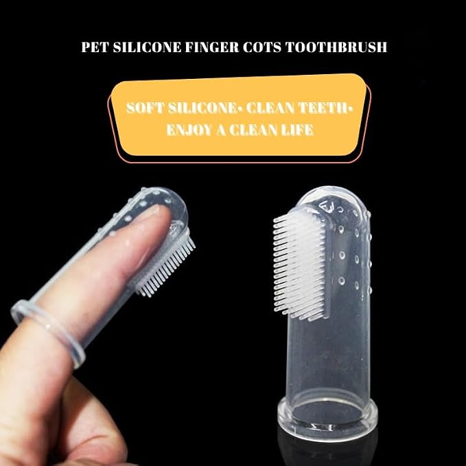 Pet Finger Toothbrush Set – Soft Silicone Toothbrush for Dogs & Cats – Gentle Finger Brush for Small Pets Dental Care (Pink Box Set)