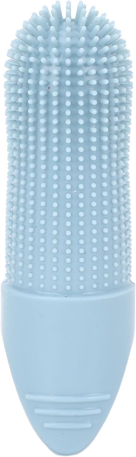 TOPINCN Silicone Dog Finger Toothbrush 360 Degree Food Grade for Dogs Cats Care with Flexible Design for Oral Clean (Blue)