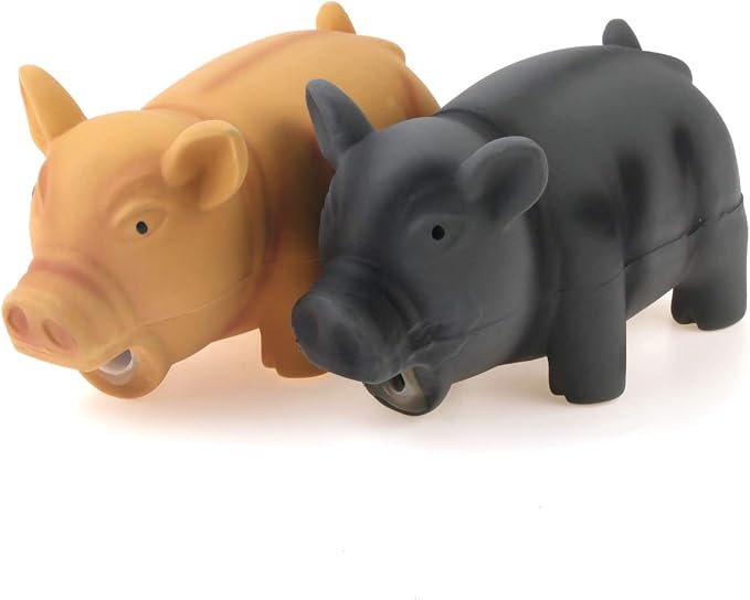 CHIWAVA 2PCS 6.5" Latex Cube Pig Dog Toy for Medium Large Dogs Grunt Sound | Squeeze Squeaky Toys for Interactive Play, Fetch, Indoor & Outdoor Activities