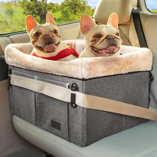 Petsfit Dog Car Seat, Medium/2 Small Dogs Up to 45 lbs, Washable Pad, Light Grey