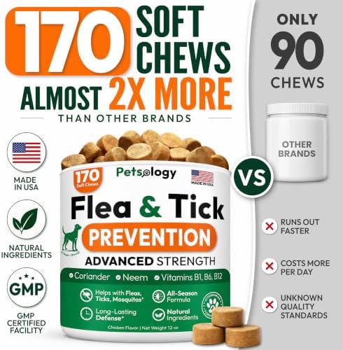 (2 Pack) Flea and Tick Prevention for Dogs Pills - 340 Chews - Made in USA
