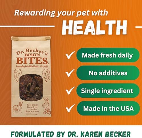 Dr. Becker's Bison Bites | 100% Pure Meat Protein | Grain Free Liver Training Treats for Dogs & Cats, 5 oz