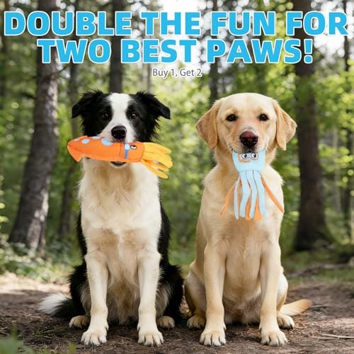 KOOLTAIL Squeaky Floating Dog Toys, 2-Pack, Octopus & Squid