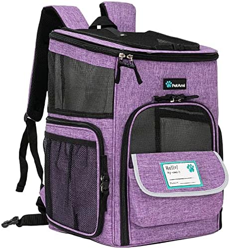 PetAmi Dog Backpack Carrier, Airline Approved, 4-Way Entry, Purple