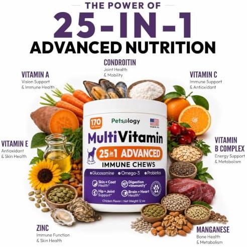 (2 Pack) Dog Multivitamin Chewable, 340 Chews, Dog Vitamins and Supplements | Glucosamine, Hip & Joint, Pet Immune Support, Gut & Heart Health - Senior & Puppy Multivitamin Pet Supplement, Made in USA