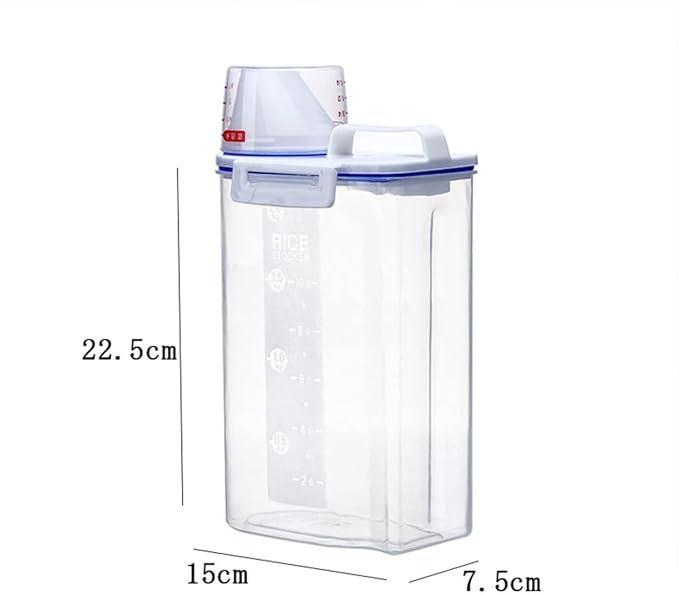 GAORUIFENG 2pcs Pet Food Storage Container for Cats and Dogs, Food Storage Container with Measuring Cup, Airtight, Vacuum, Lightweight, 2L
