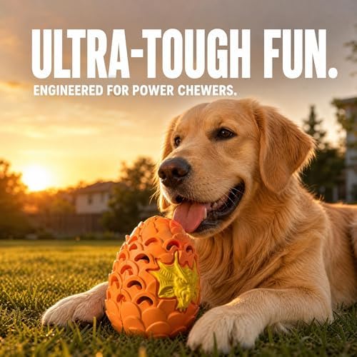 Dragon Egg Dog Chew Toys for Power Chewers - Toughest Indestructible | Treat Dispenser for Medium Large Aggressive Heavy Chewers, Interactive Puzzle, Easy Clean