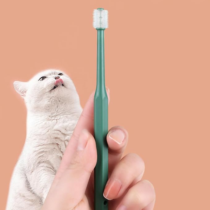 POPETPOP 2 Pack Dog Toothbrush for Small Dogs and Cats Manual Pet Oral Cleaner with Soft Silicone Bristles and Non-Slip Handle for Effective Teeth Cleaning and Massage