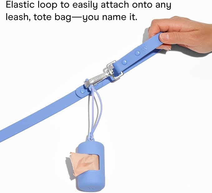 Wild One Dog Poop Bag Holder and Dispenser with Leash Attachment, Leak Proof, Easy Twist Top for Refills, Includes 1 Box Of Bags, Orchid