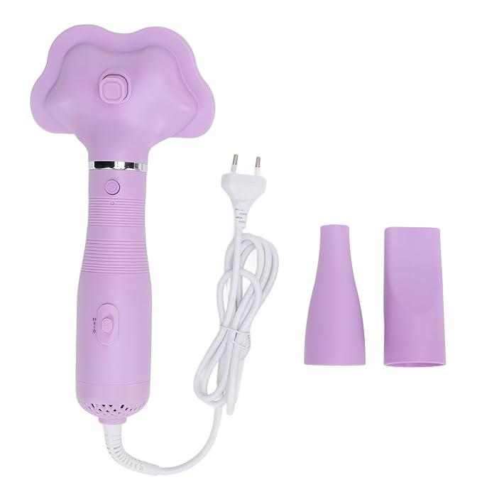 Pet Hair Dryer with Slicker Brush, 2 in 1 Quiet Dog Blower Grooming Dryer, 3 Speed Settings & Adjustable Temperature, Home Grooming Furry Drying for Small Large Cat Dog (US)