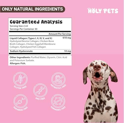 Premium Grass-Fed Liquid Collagen for Dogs & Cats – 5 Types I, II, III, V, X – Joint, Skin & Coat Support – Hyaluronic Acid – Hydrolyzed Bovine, Fish & Chicken Collagen – 2oz, 30 Servings