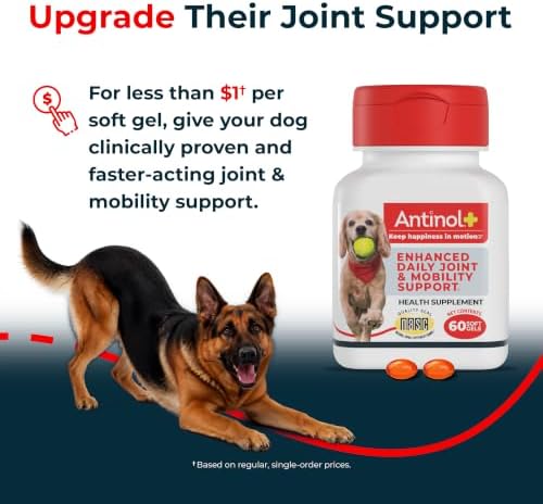 Antinol Plus Mobility Hip & Joint Supplement for Dogs, 60 Soft Gels