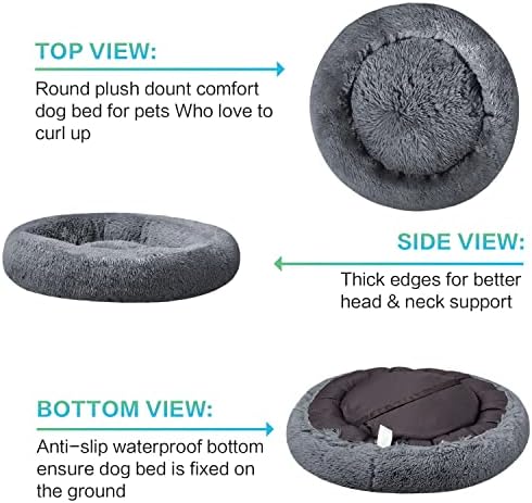 SAVFOX Calming Donut Dog Bed, 54", Dark Grey