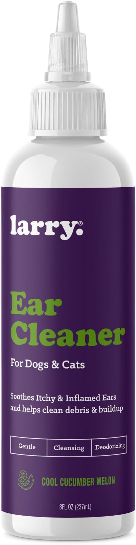 Larry Dog Ear Cleaner Solution, Cucumber Melon, 8 fl oz