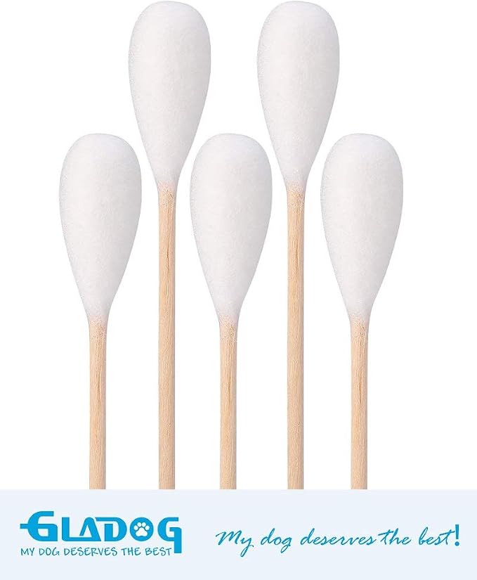 GLADOG 6 Inch Professional Large Cotton Buds, Wood Handle