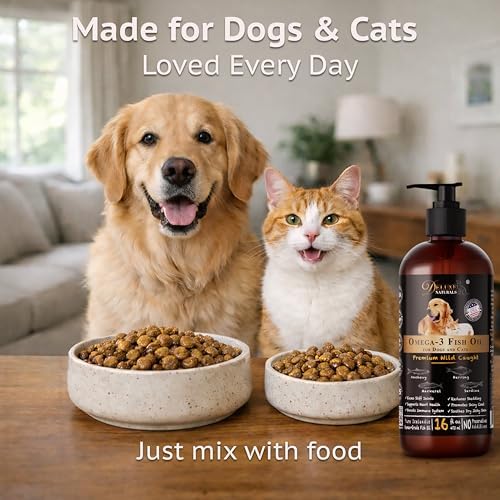 Omega-3 Fish Oil for Dogs & Cats – 2-Pack (16 fl oz Each) High-Potency Wild-Caught Fish Oil with 800 mg EPA + 525 mg DHA per Teaspoon, Supports Skin & Coat and Joint Health Supplement