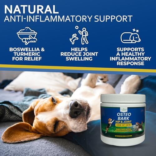 Osteo Bark Hip & Joint Canine Soft Chews, 60 Count, Bone and Joint Support for All Dog Breeds - Glucosamine & Chondroitin Chews with MSM - Pain, Inflammation, Arthritis