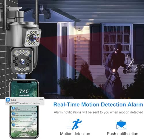 V380pro WiFi 2.5Inch PTZ SC03-W Black 4MP Security CCTV Wireless IP Security Dual Lens PTZ Camera