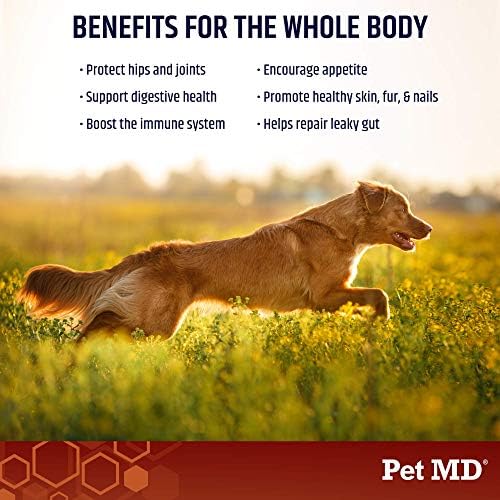 Pet MD Bone Broth for Dogs - Dog Food Toppers with Vitamins, Amino Acids, Natural Joint and Digestion Support - Made from Grade A Free Range Elk Bone Powder - 4 oz (Pack of 2)