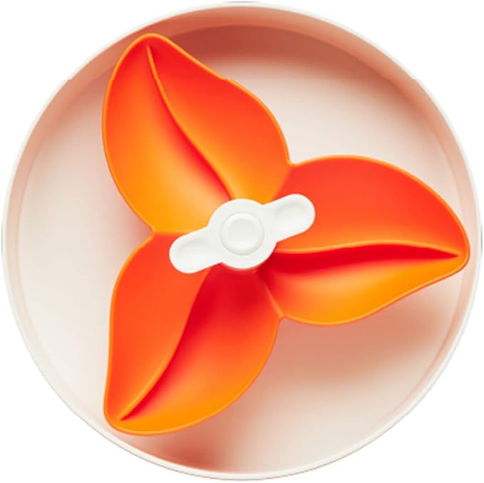 PetDreamHouse Spin Interactive Slow Feeder Bowl for Dogs - Bougainvillea Orange - Skill Level: Easy - Fun and Healthy Feeding with Movable, Adjustable Center Puzzle Piece for All Dogs and Food Types