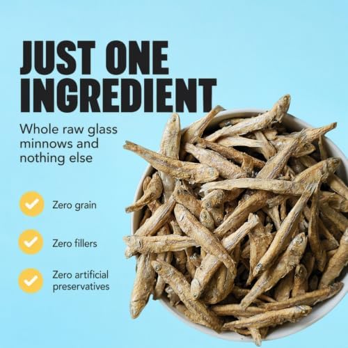 Freeze Dried Minnows for Dogs and Cats, Natural Omega 3, 4oz