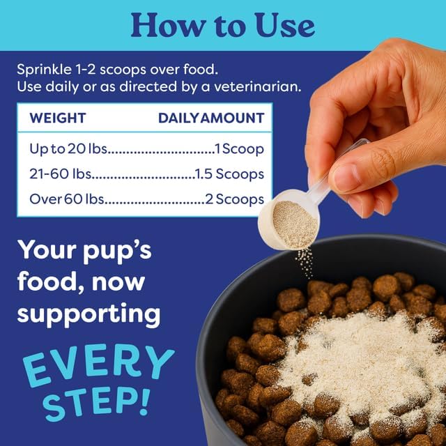 Hip & Joint Dog Food Topper – Beef Bone Broth Collagen Powder for Dogs – Mobility & Joint Support with Glucosamine – Skin & Coat Health – 60 Servings | Fountain of Woof