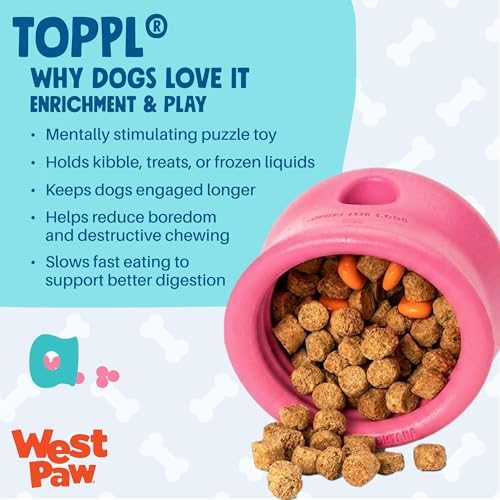 WEST PAW Zogoflex Toppl Interactive Treat Dispensing Puzzle Dog Toy for Mental Stimulation & Enrichment-Holds Kibble & Treats-Lickable, Freezable & Dishwasher Safe-Made in USA-XL-Geranium (Pack of 2)
