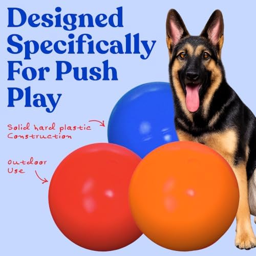 Doggie Dooley Virtually Indestructible Dog Ball - 14 Inch Hard Plastic Interactive Dog Toy for Large Breeds Over 75+ lbs - Built for Herding & Push Play - Floats in Water, Made in USA - Red