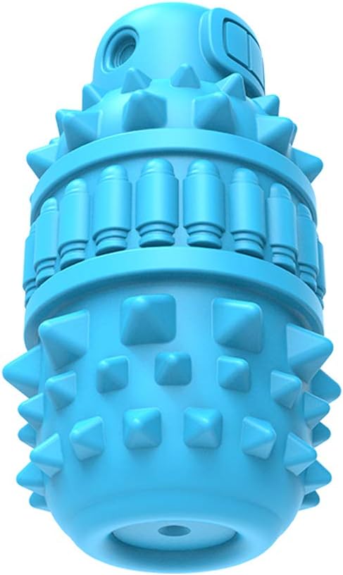 PIFFZEDO Natural Rubber Squeaky Dog Chew Toy for Large Aggressive Chewers | Indestructible large squeak toy, tough chew toy for power chewers, birthday gift, cleans tartar, azure large size