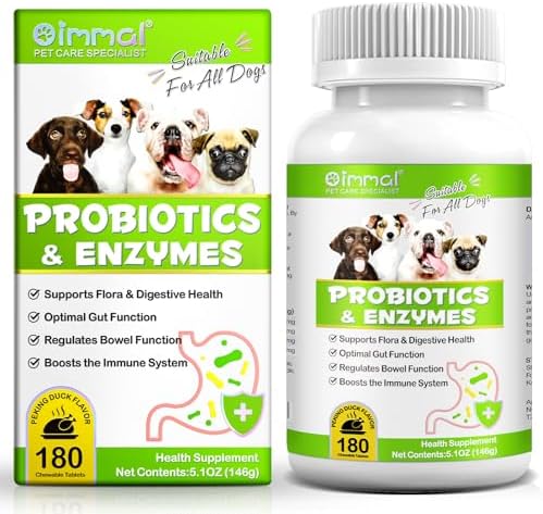 Probiotics for Dogs, 180 Chews Dog Probiotics and Digestive Enzymes, Promotes Gut Health, Dog Probiotics for Bowel Support, Immunity Health, Beige