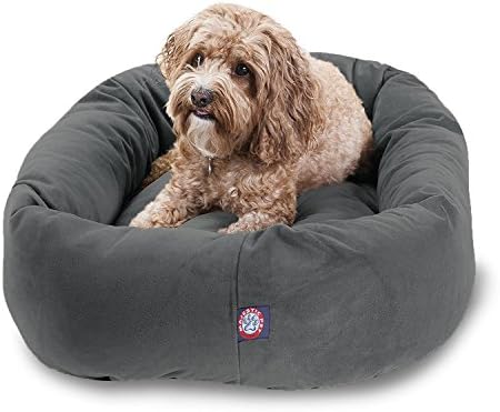Majestic Pet Suede Calming Dog Bed, 32 Inch Medium, Washable, Gray