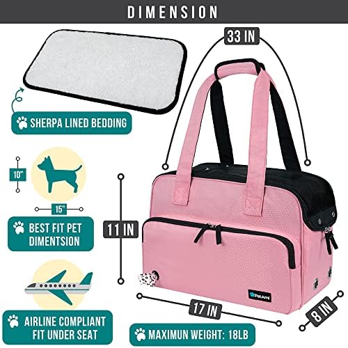 PetAmi Small Dog Purse Carrier, Airline Approved, Soft-Sided Tote, Pink