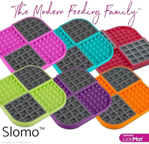LickiMat Slomo, Dog Slow Feeders Lick Mat, Boredom Anxiety Reducer; Perfect for Food, Treats, Yogurt, or Peanut Butter. Fun Alternative to a Slow Feed Dog Bowl, Orange